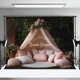 Lofaris Boho Pink Tent Forest Photography Backdrop For Studio